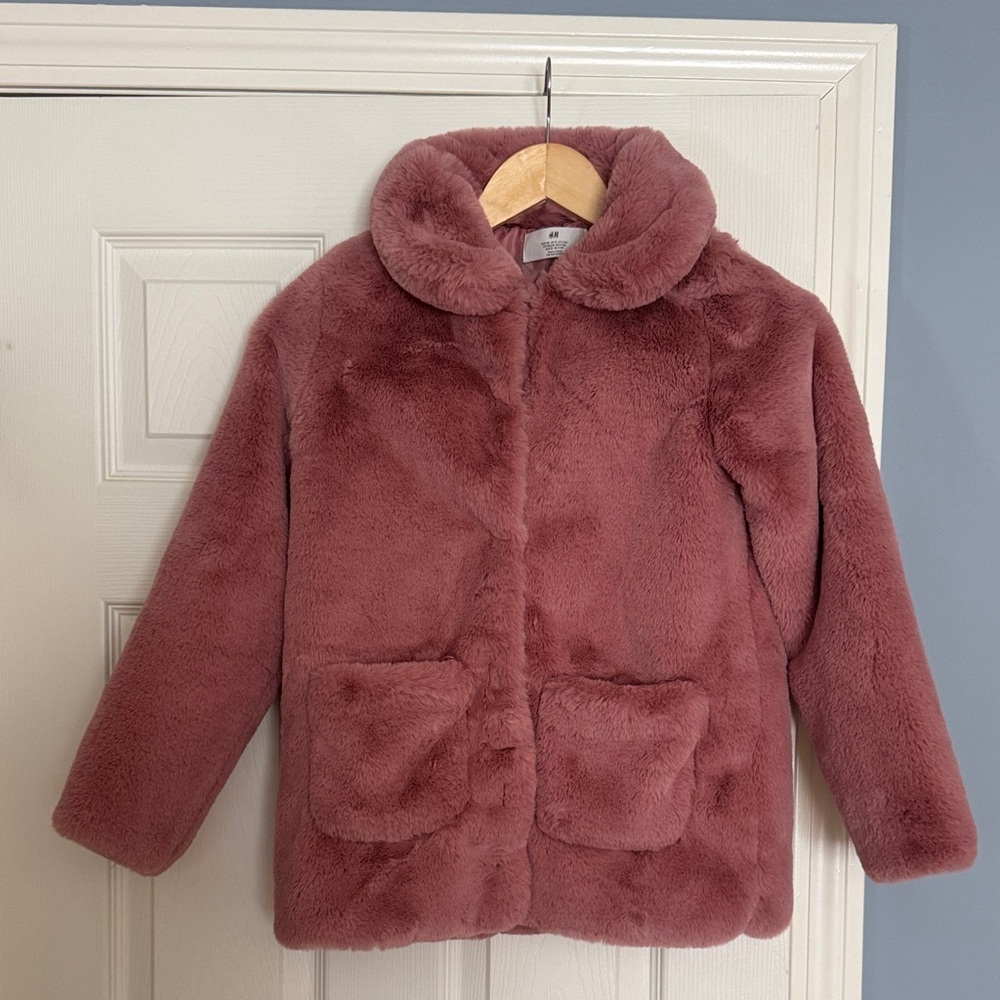 H&M Soft Mauve Faux Fur Kids Jacket